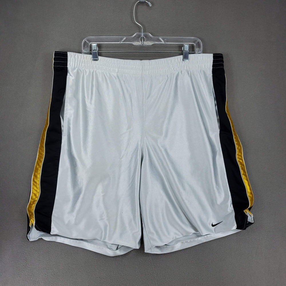 Nike Basketball Shorts Mens XXL Silver Black Gold Dazzle Striped Athletic Baggy